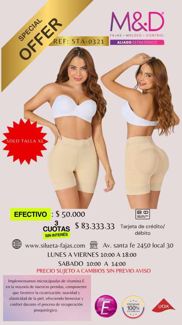 Faja tipo short levanta glúteos, talle alto -40% Cancelando en efectivo 50.000$ XL - Imagen 4